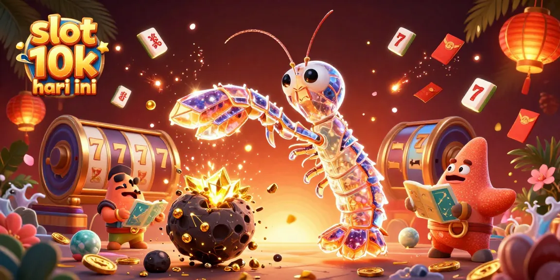 Spin to win with slot 10k hari ini, featuring dynamic 3D characters and casino elements.