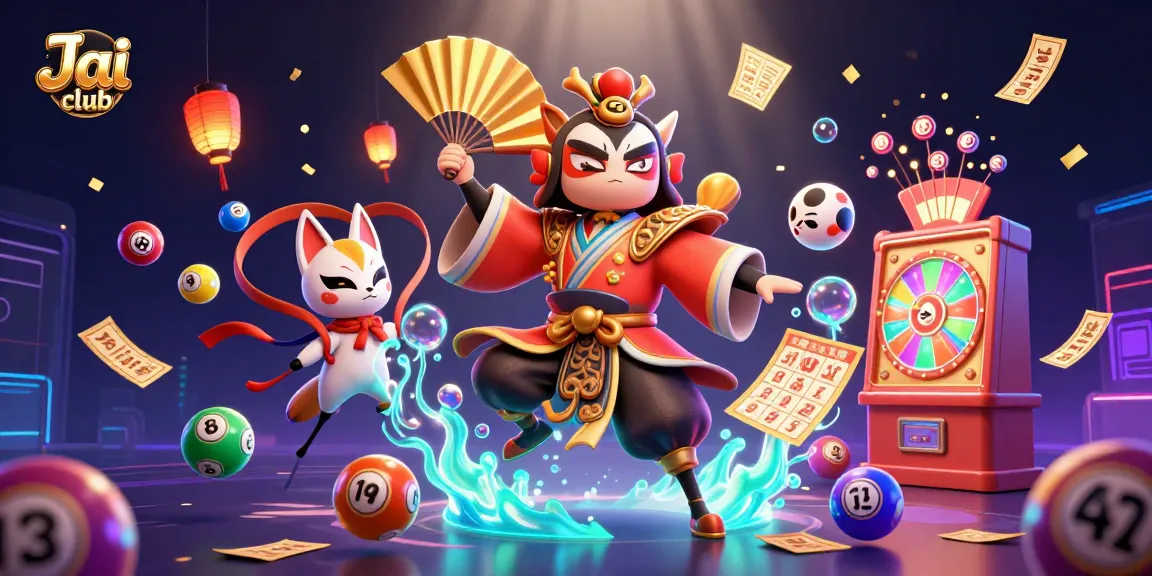 Engage with Jai club's vibrant 3D gaming scene featuring colorful elements and dynamic lottery action.