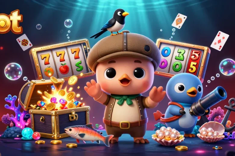 Jelajahi slot dengan karakter lucu dalam ilustrasi 3D, menampilkan jackpot dan simbol buah yang menggemaskan.