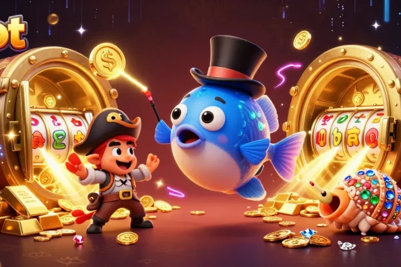 Engage with thrilling slot action in a dynamic underwater casino scene featuring lucky anglerfish.